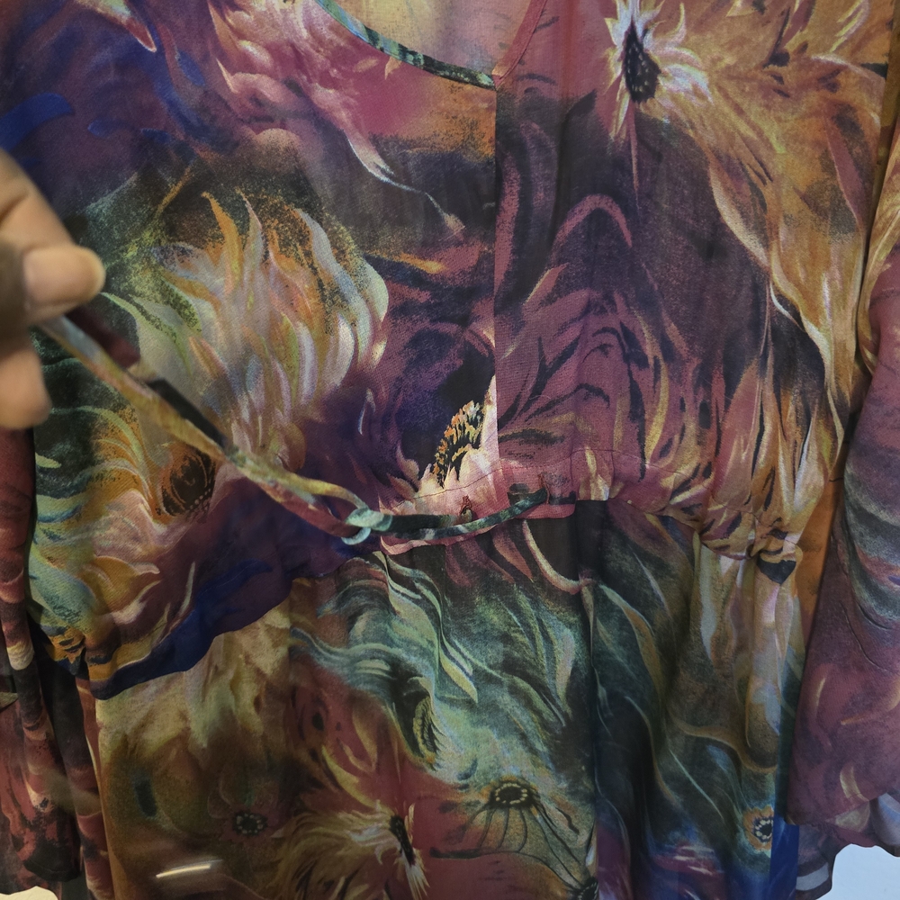 Floral Chiffon Women's Top - Picture 3 of 5